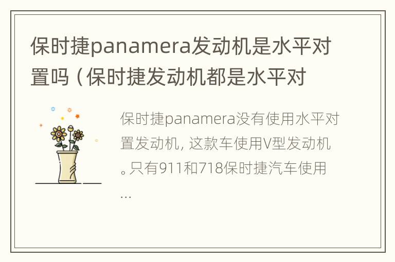 保时捷panamera发动机是水平对置吗（保时捷发动机都是水平对置吗）