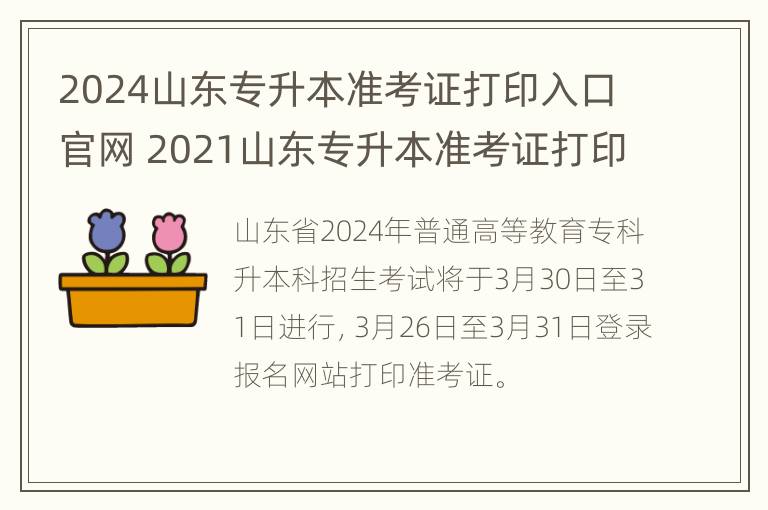 2024山东专升本准考证打印入口官网 2021山东专升本准考证打印入口官网