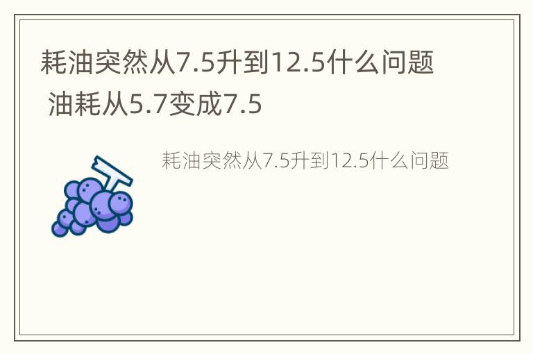 耗油突然从7.5升到12.5什么问题 油耗从5.7变成7.5