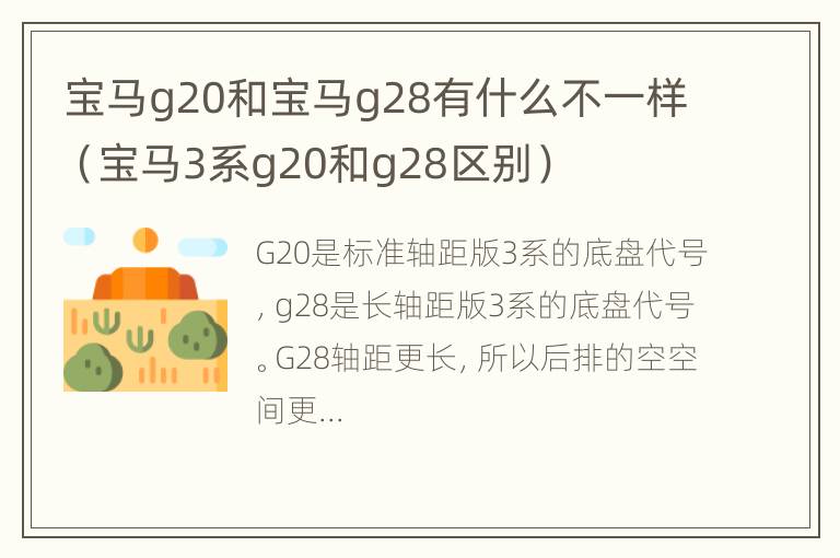 宝马g20和宝马g28有什么不一样（宝马3系g20和g28区别）