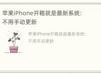 苹果iPhone开箱就是最新系统：不用手动更新