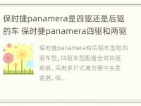 保时捷panamera是四驱还是后驱的车 保时捷panamera四驱和两驱怎样选