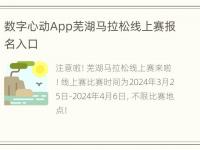 数字心动App芜湖马拉松线上赛报名入口