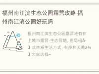 福州南江滨生态公园露营攻略 福州南江滨公园好玩吗