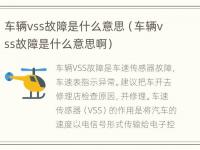 车辆vss故障是什么意思（车辆vss故障是什么意思啊）