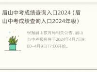 眉山中考成绩查询入口2024（眉山中考成绩查询入口2024年级）