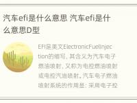 汽车efi是什么意思 汽车efi是什么意思D型