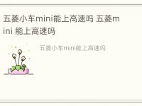 五菱小车mini能上高速吗 五菱mini 能上高速吗