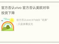 官方否认vivo 官方否认美欧对华投资下降