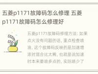 五菱p1171故障码怎么修理 五菱p1171故障码怎么修理好