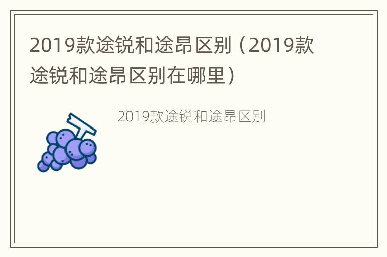 2019款途锐和途昂区别（2019款途锐和途昂区别在哪里）