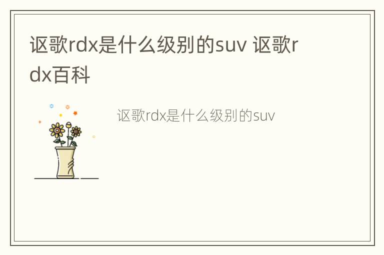 讴歌rdx是什么级别的suv 讴歌rdx百科