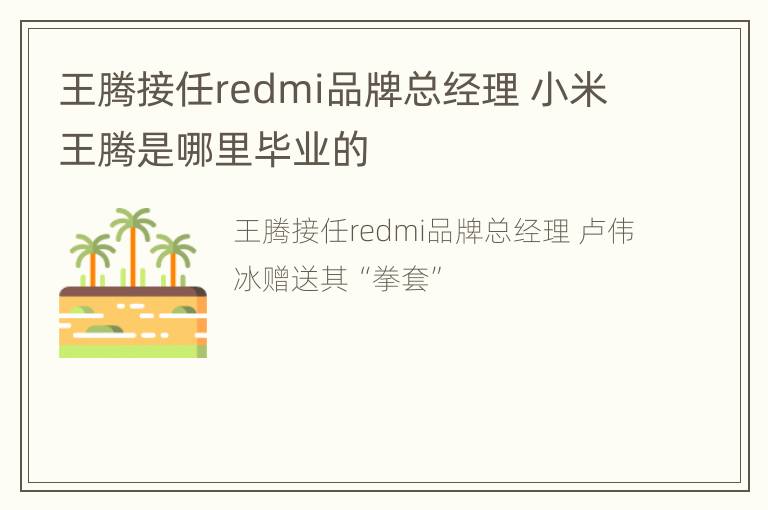 王腾接任redmi品牌总经理 小米王腾是哪里毕业的