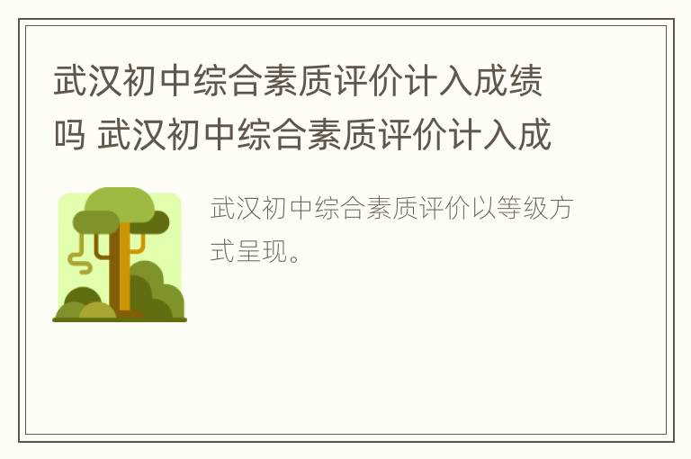 武汉初中综合素质评价计入成绩吗 武汉初中综合素质评价计入成绩吗