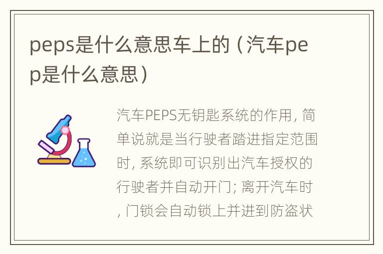 peps是什么意思车上的（汽车pep是什么意思）