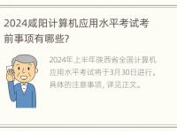 2024咸阳计算机应用水平考试考前事项有哪些？