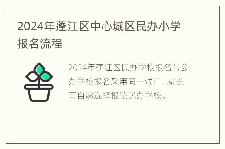 2024年蓬江区中心城区民办小学报名流程