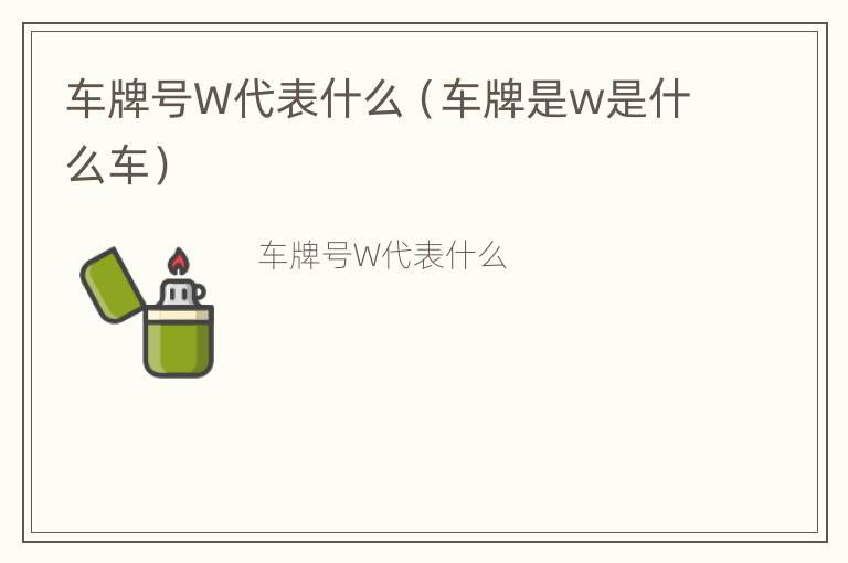 车牌号W代表什么（车牌是w是什么车）