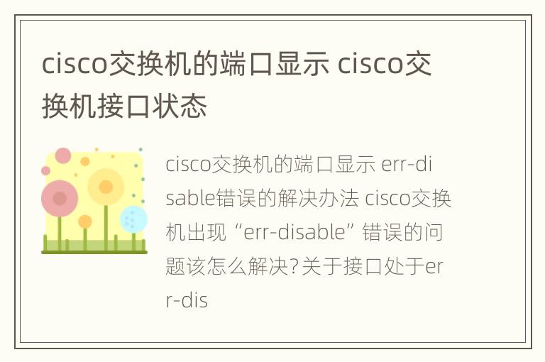 cisco交换机的端口显示 cisco交换机接口状态