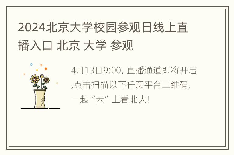 2024北京大学校园参观日线上直播入口 北京 大学 参观