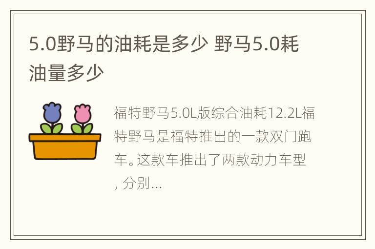 5.0野马的油耗是多少 野马5.0耗油量多少