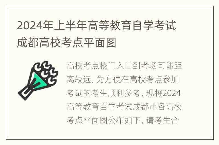 2024年上半年高等教育自学考试成都高校考点平面图