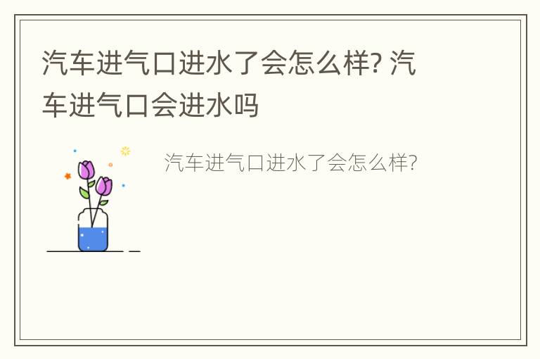 汽车进气口进水了会怎么样? 汽车进气口会进水吗