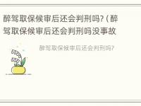 醉驾取保候审后还会判刑吗?（醉驾取保候审后还会判刑吗没事故）