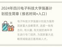 2024年四川电子科技大学强基计划招生简章（报名时间+入口）