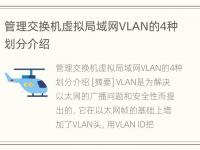 管理交换机虚拟局域网VLAN的4种划分介绍