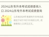 2024山东专升本考试成绩查询入口 2024山东专升本考试成绩查询入口在哪