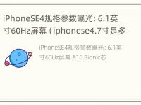 iPhoneSE4规格参数曝光：6.1英寸60Hz屏幕（iphonese4.7寸是多大）