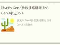 骁龙8s Gen3参数规格曝光 比8 Gen3小近35%