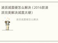 凌派减震硬怎么解决（2016款凌派完美解决减震太硬）