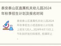 泰安泰山区直属机关幼儿园2024年秋季招生计划及报名时间