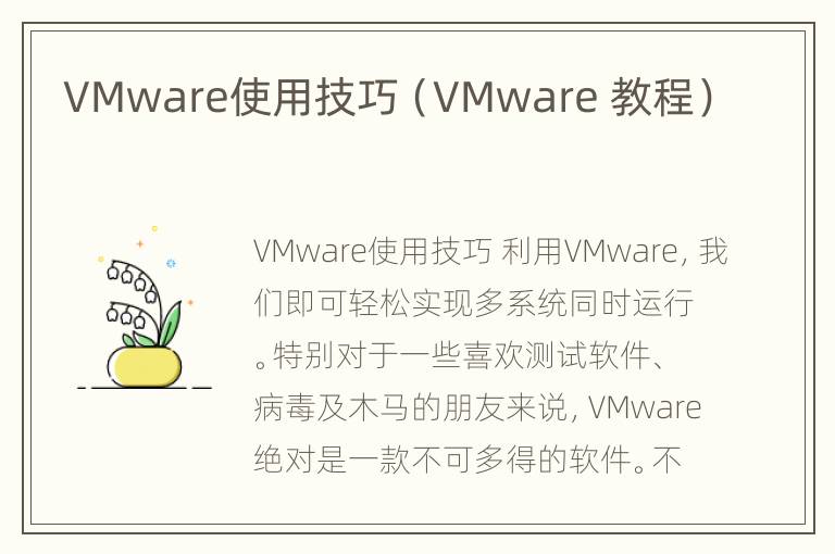 VMware使用技巧（VMware 教程）