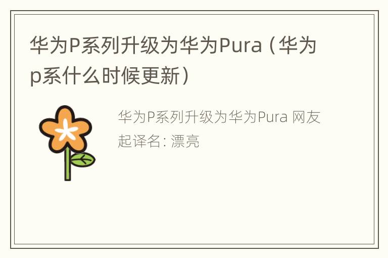 华为P系列升级为华为Pura（华为p系什么时候更新）