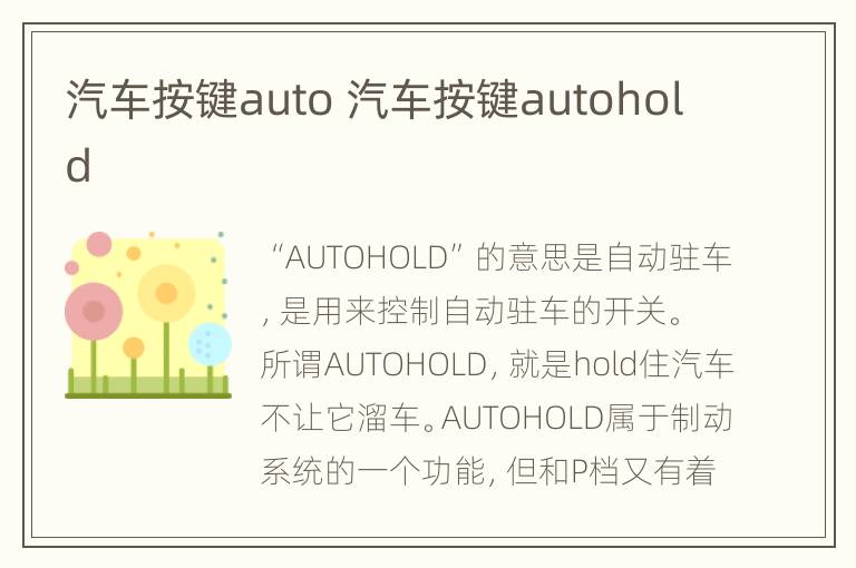 汽车按键auto 汽车按键autohold