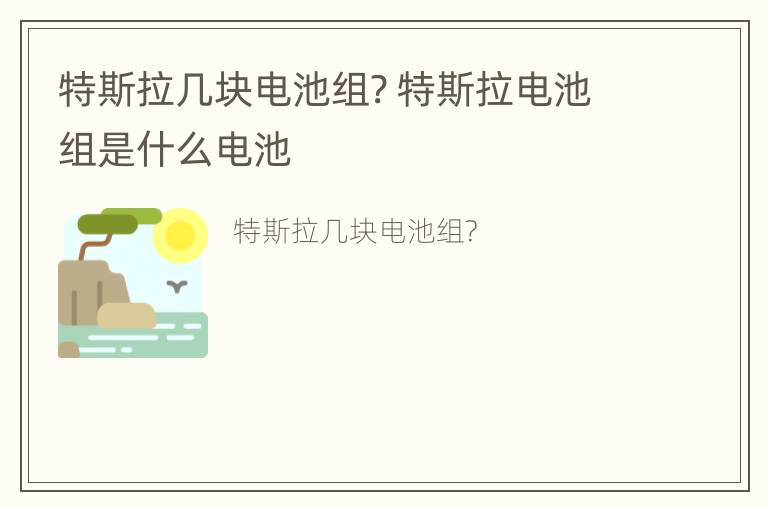 特斯拉几块电池组? 特斯拉电池组是什么电池