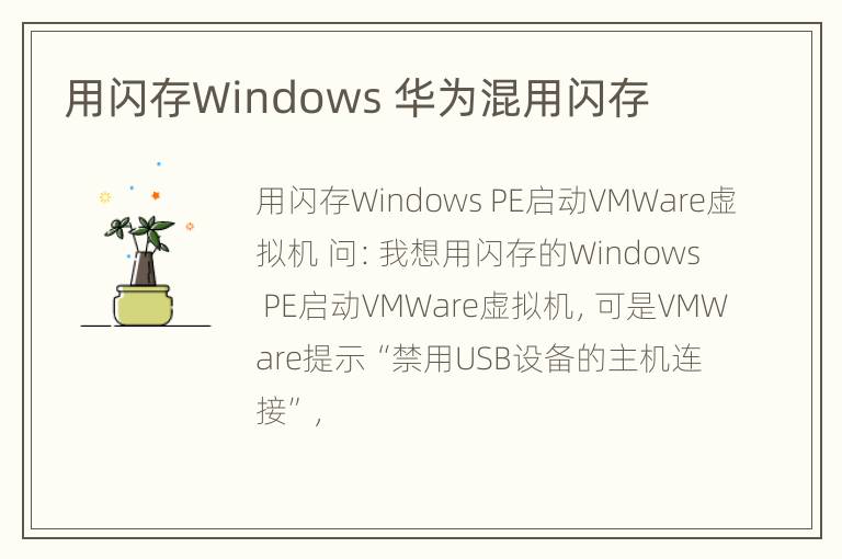 用闪存Windows 华为混用闪存