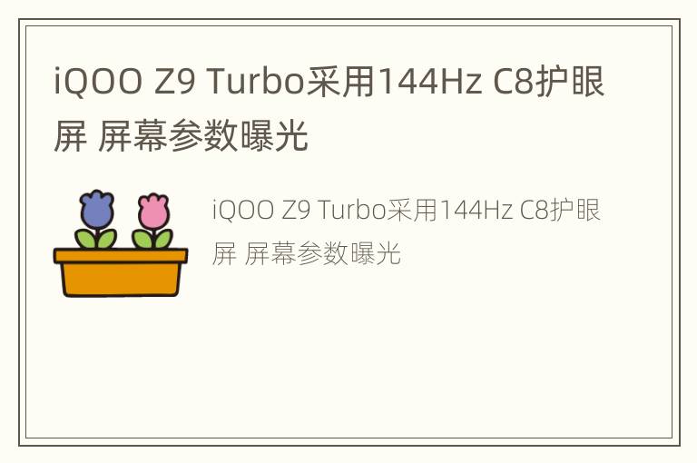 iQOO Z9 Turbo采用144Hz C8护眼屏 屏幕参数曝光