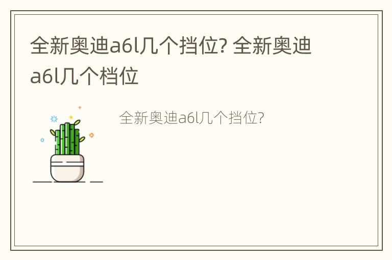 全新奥迪a6l几个挡位? 全新奥迪a6l几个档位