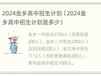 2024金乡高中招生计划（2024金乡高中招生计划是多少）