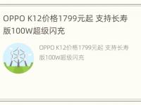 OPPO K12价格1799元起 支持长寿版100W超级闪充