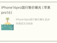 iPhone16pro国行售价曝光（苹果pro16）