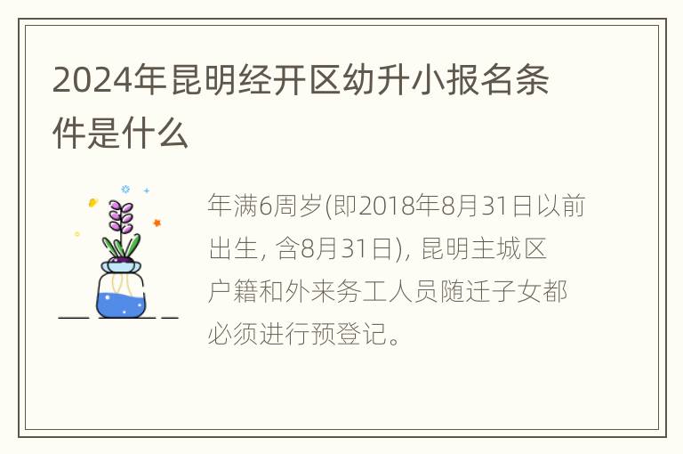 2024年昆明经开区幼升小报名条件是什么