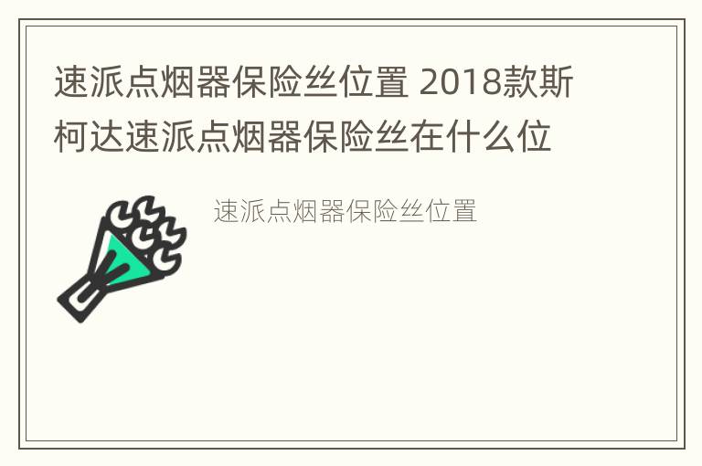 速派点烟器保险丝位置 2018款斯柯达速派点烟器保险丝在什么位置