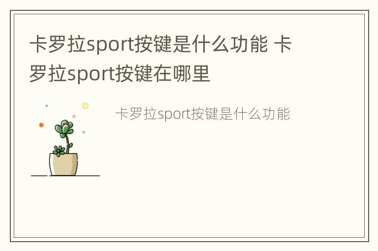 卡罗拉sport按键是什么功能 卡罗拉sport按键在哪里