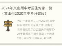 2024年文山州中考招生对象一览（文山州2020年中考分数段）