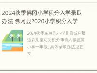 2024秋季佛冈小学积分入学录取办法 佛冈县2020小学积分入学